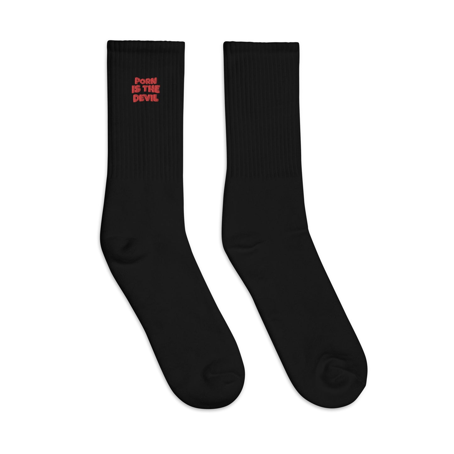 Socks PORN IS THE DEVIL (embroidery)