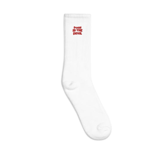 Socks PORN IS THE DEVIL (embroidery)